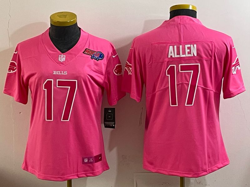 Women 2026 Buffalo Bills #17 Allen Pink Nike Limited NFL Jersey style 006